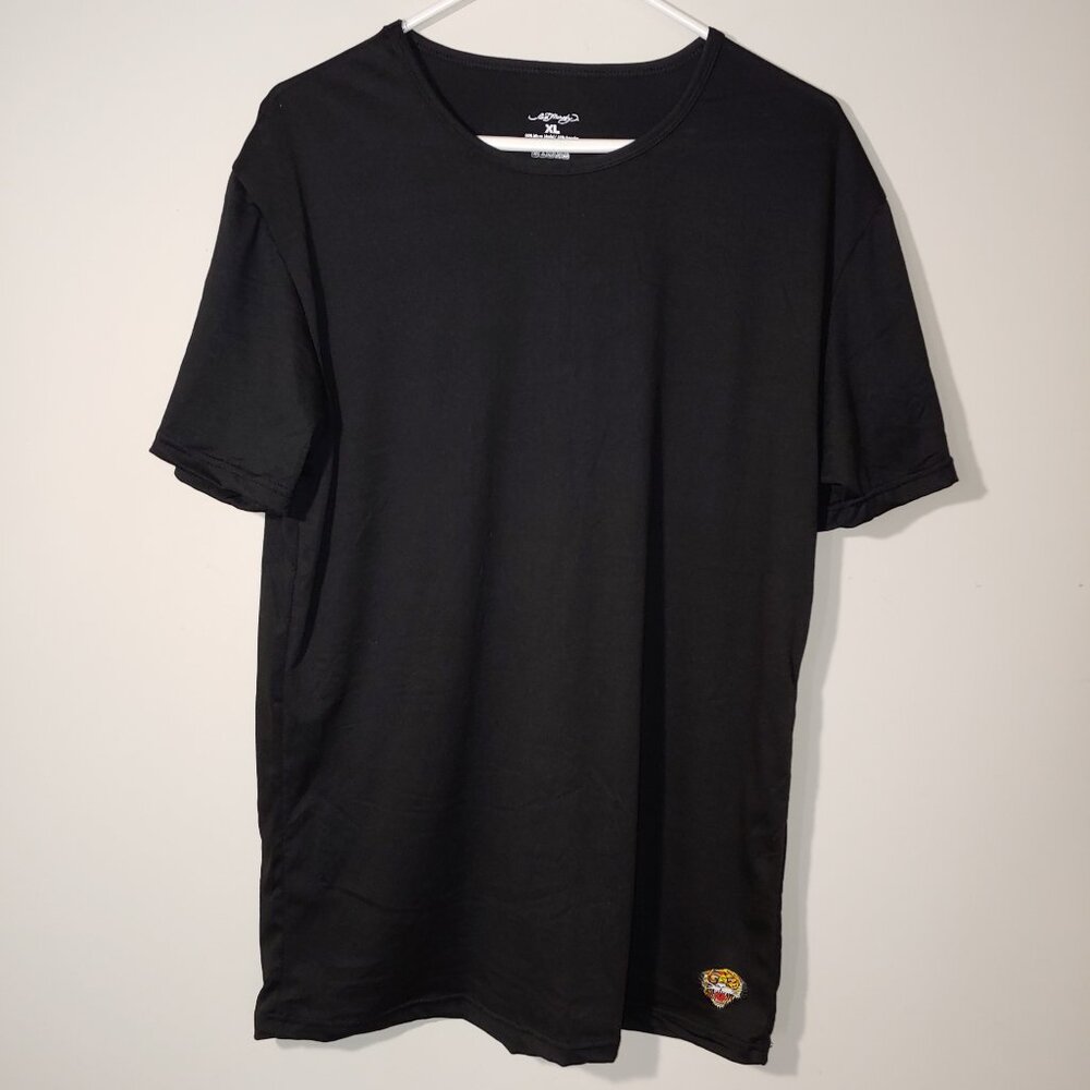 Ed Hardy Modal Spandex Blend Crew Neck Short Sleeves Black Tee Shirt Size XL